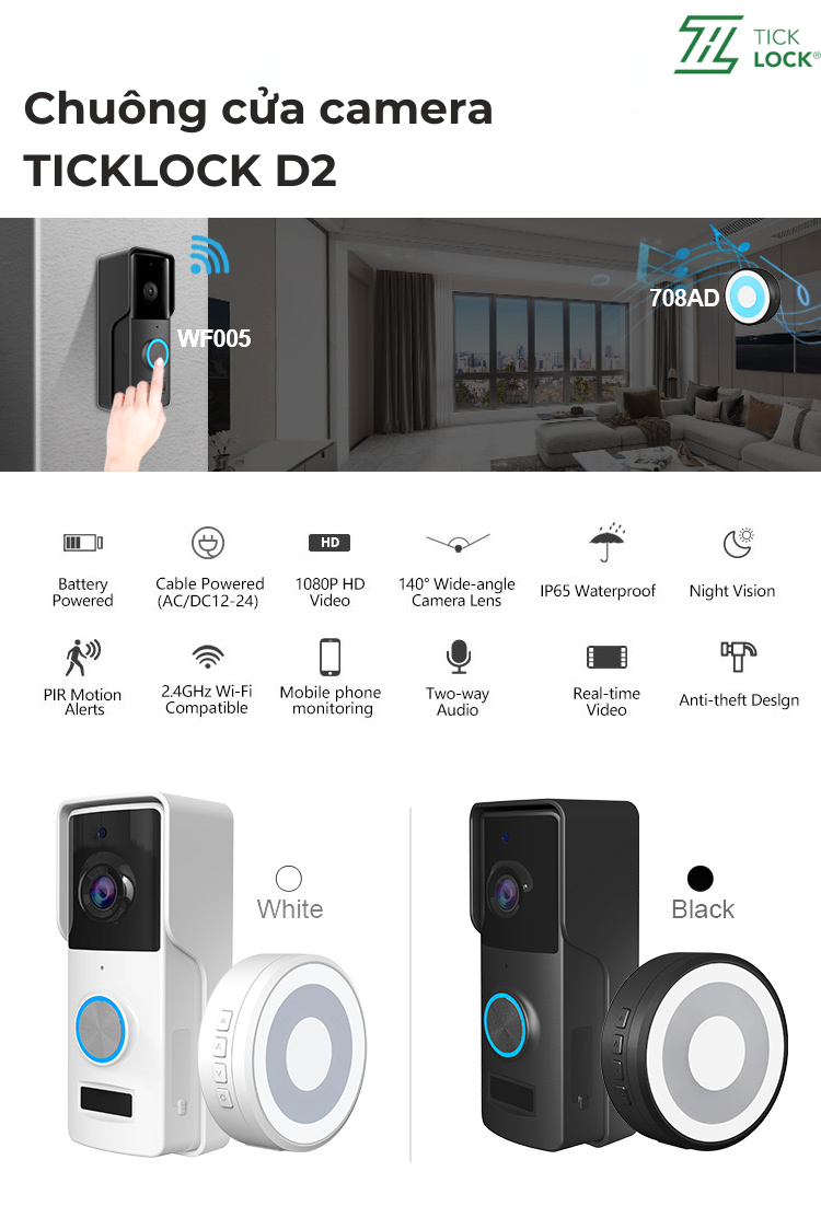 Chuông Cửa Thông Minh TIKCLOCK D2