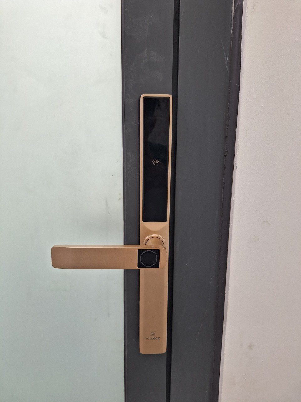 Hình ảnh thực tế khóa cửa vân tay ticklock AD106