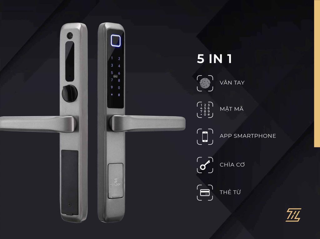 Khóa vân tay cửa nhôm ticklock i725