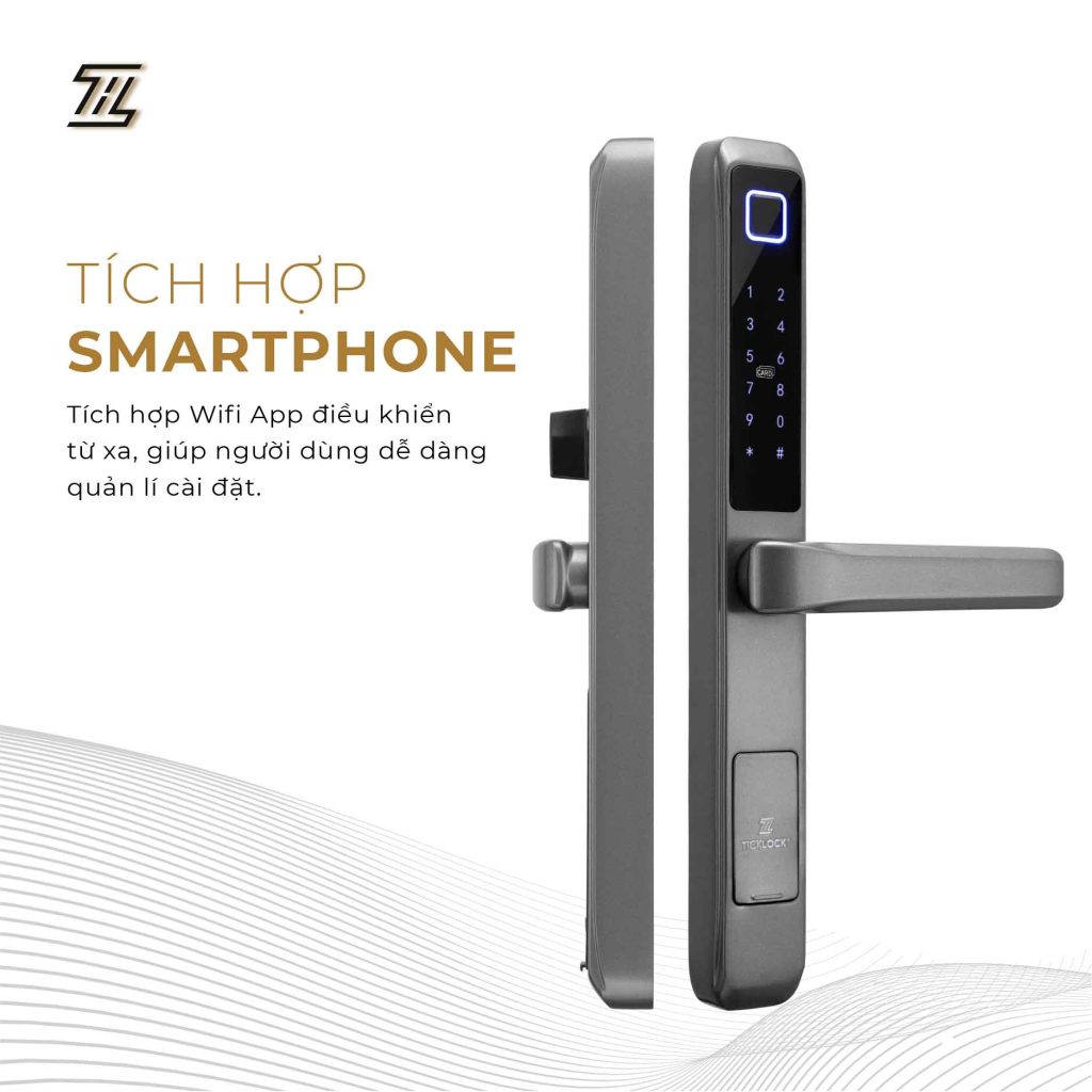 Khóa vân tay cửa nhôm ticklock i725