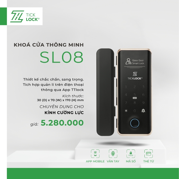 Ổ khóa cửa kính thông minh TICKLOCK SL08