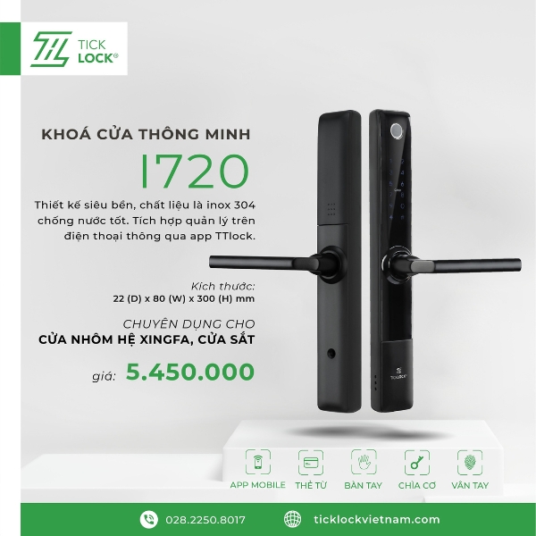 Khóa cửa thông minh TICKLOCK I720