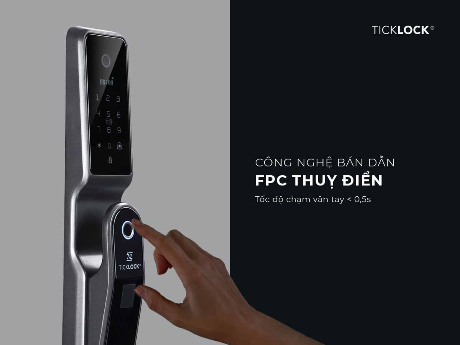 khóa vân tay cửa trượt sử dụng công nghệ vân tay hiện đại
