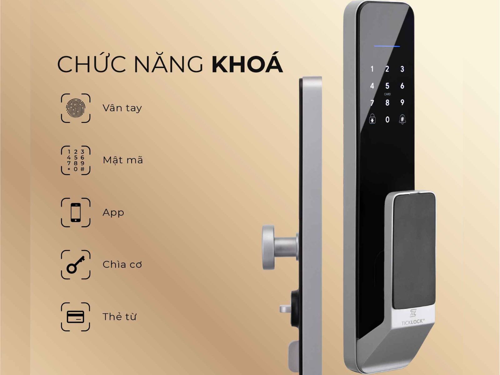 Khóa TICKLOCK A660 có 5 tính năng mở khóa
