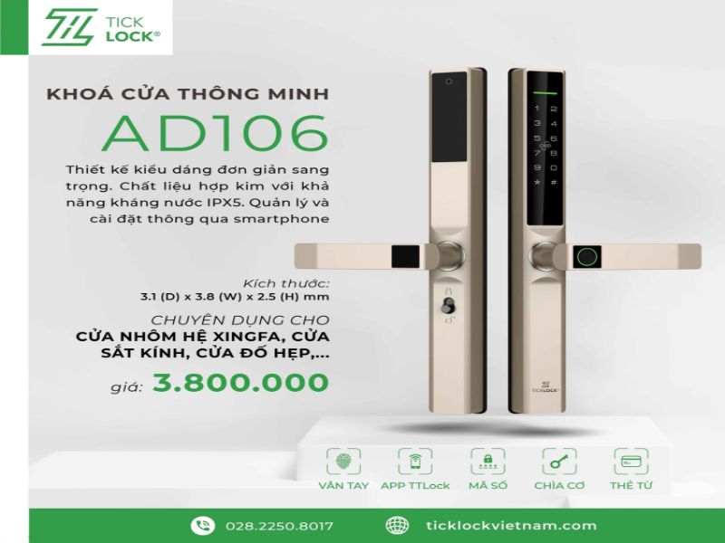 Khóa ổ khóa cửa điện tử chung cư TICKLOCK AD106 Khóa ổ khóa cửa điện tử chung cư TICKLOCK AD106