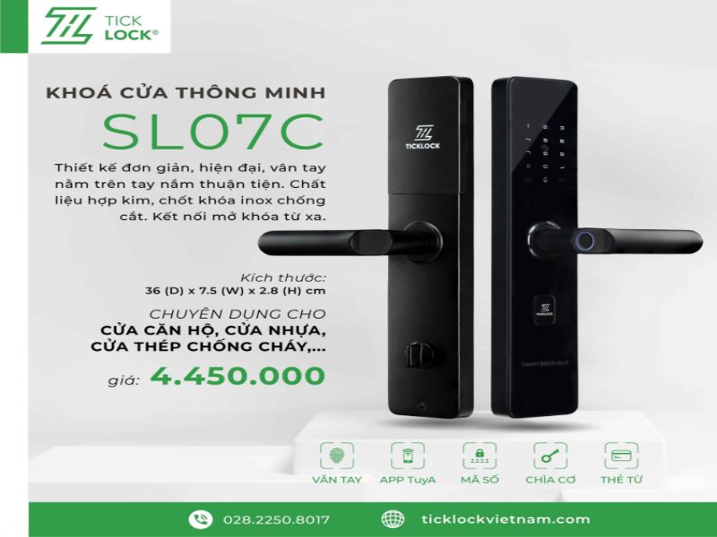 Khóa ổ khóa điện tử chung cư TickLock SL07C Khóa ổ khóa điện tử chung cư TickLock SL07C
