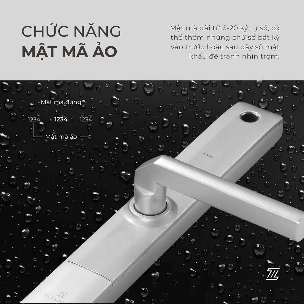 tính năng mật mã ảo trên khóa vân tay ticklock I720