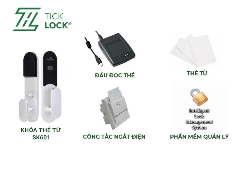 Khóa khách sạn TICKLOCK SK601 tích hợp mở cửa bằng thẻ từ cảm ứng Tính năng mở cửa bằng thẻ cảm ứng từ thông minh