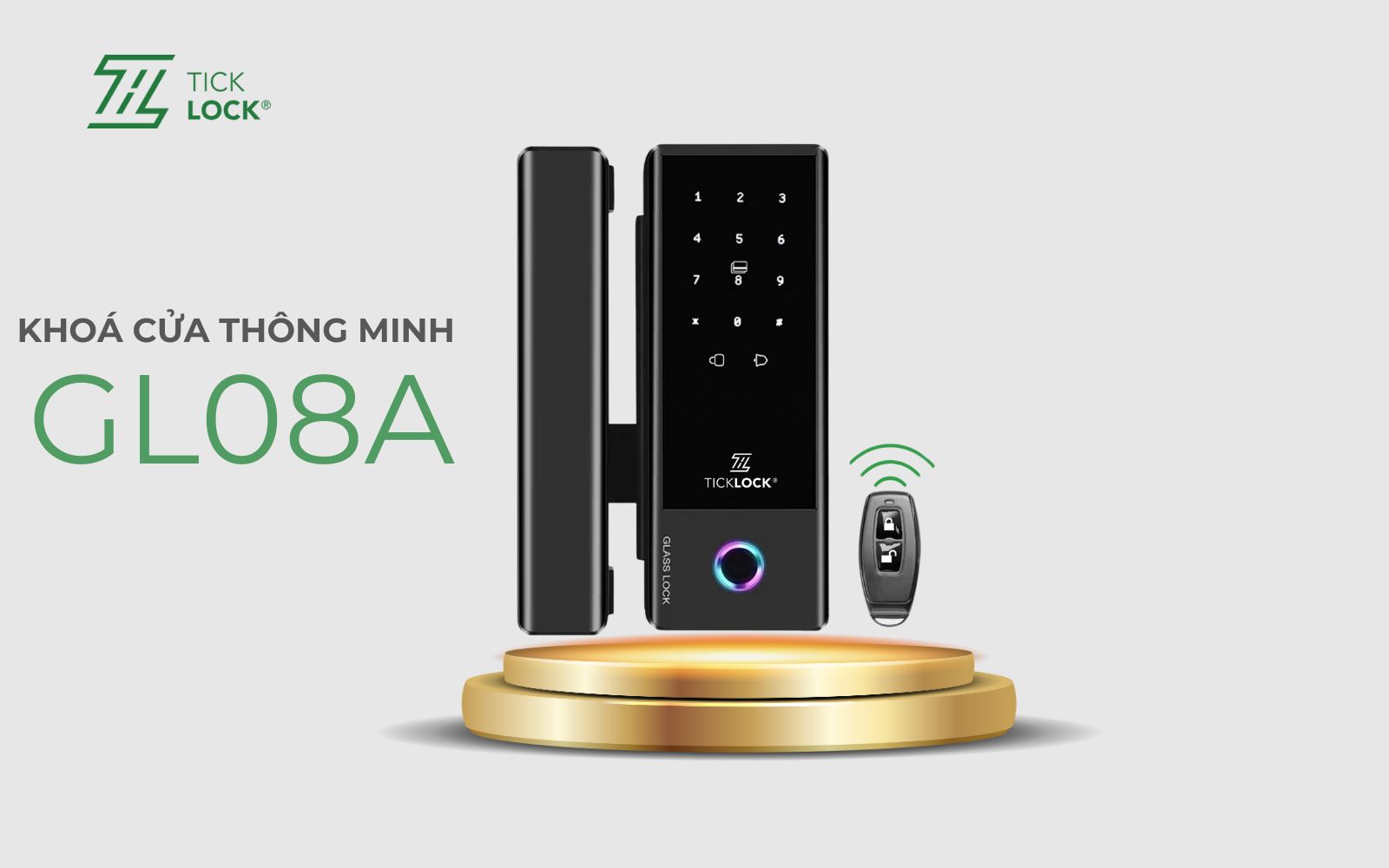 Khóa điện tử kính cường lực TICKLOCK GL08A