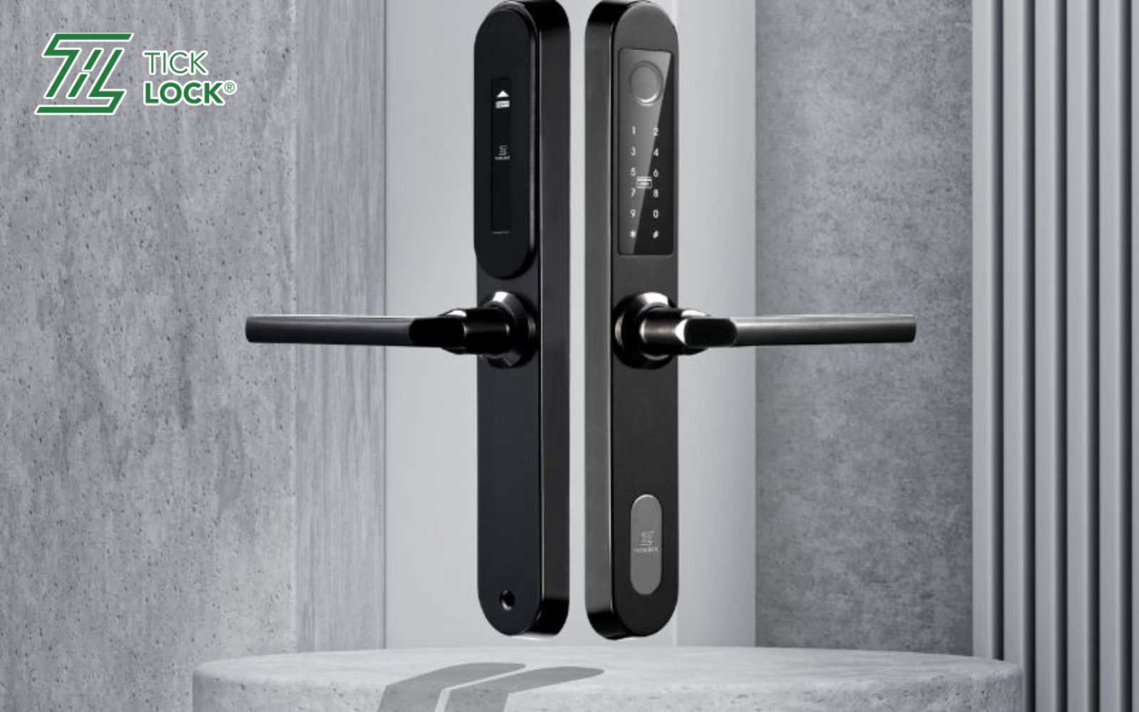Khóa cửa điện tử mã số TICKLOCK có thiết kế đường nét tinh tế, sang trọng và hiện đại Thiết kế sang trọng, thẩm mỹ cao