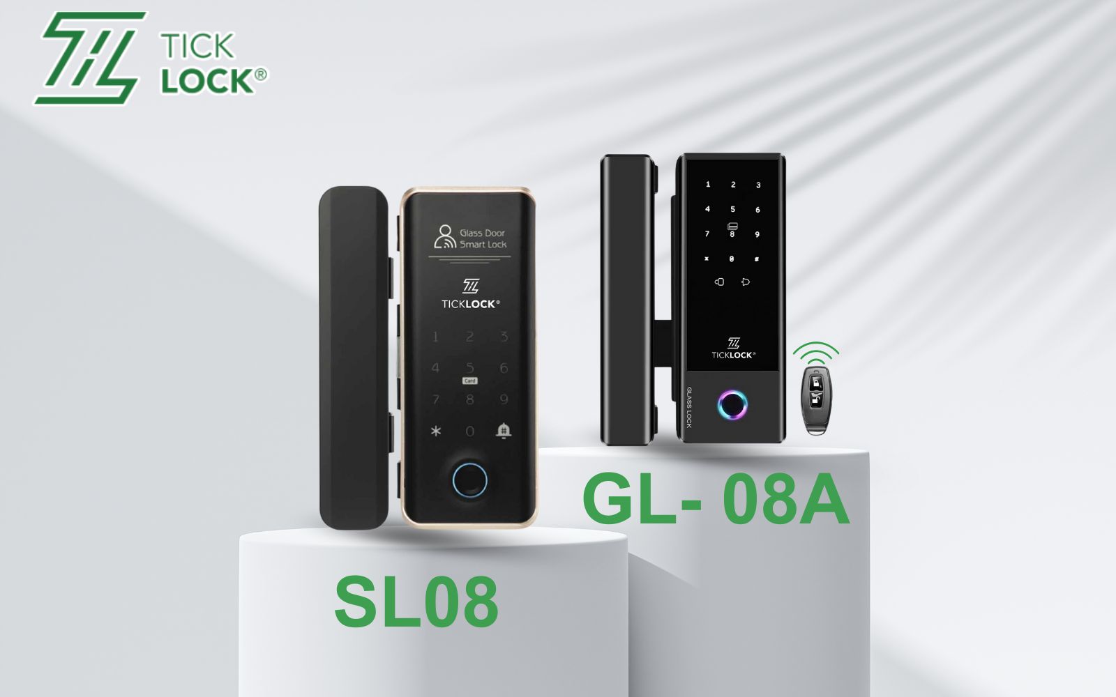 TICKLOCK SL08 và TICKLOCK GL08A là 2 mẫu khóa điện tử cao cấp đang bán chạy nhất hiện nay 2 mẫu khóa điện tử cửa kính TICKLOCK chất lượng