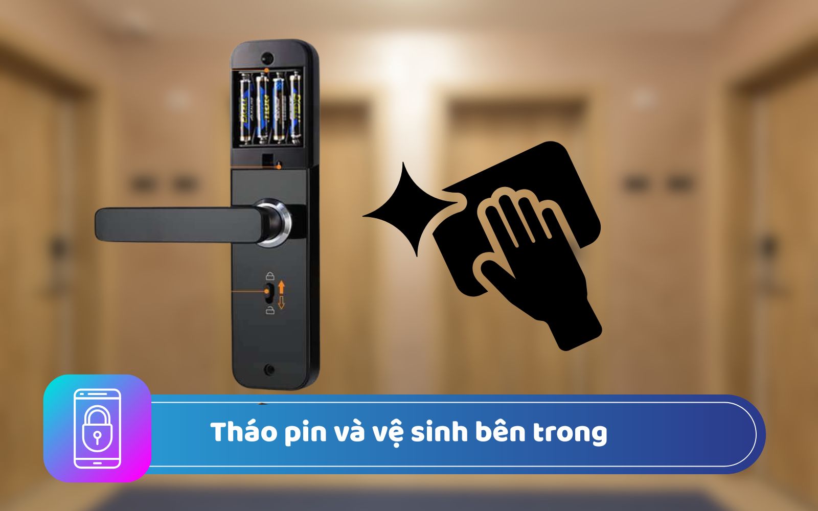 Cách xử lý lỗi khóa thẻ từ khách sạn tụt pin nhanh – Tạm thời tháo pin và vệ sinh bên trong Khóa từ khách sạn nhanh hết pin