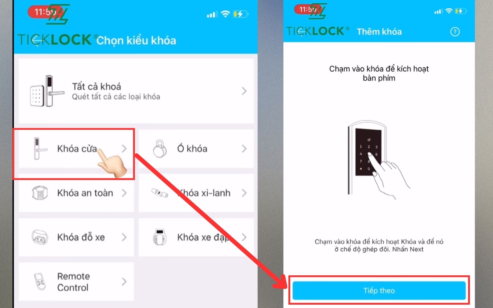 Chọn tùy chọn “Khóa cửa” Chọn tùy chọn “Khóa cửa”