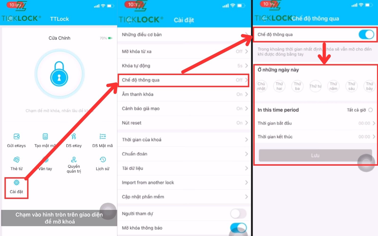 Hướng dẫn cài đặt app TTLOCK – Cài đặt chế độ mở khóa tự do Hướng dẫn cài đặt app TTLOCK – Cài đặt chế độ mở khóa tự do