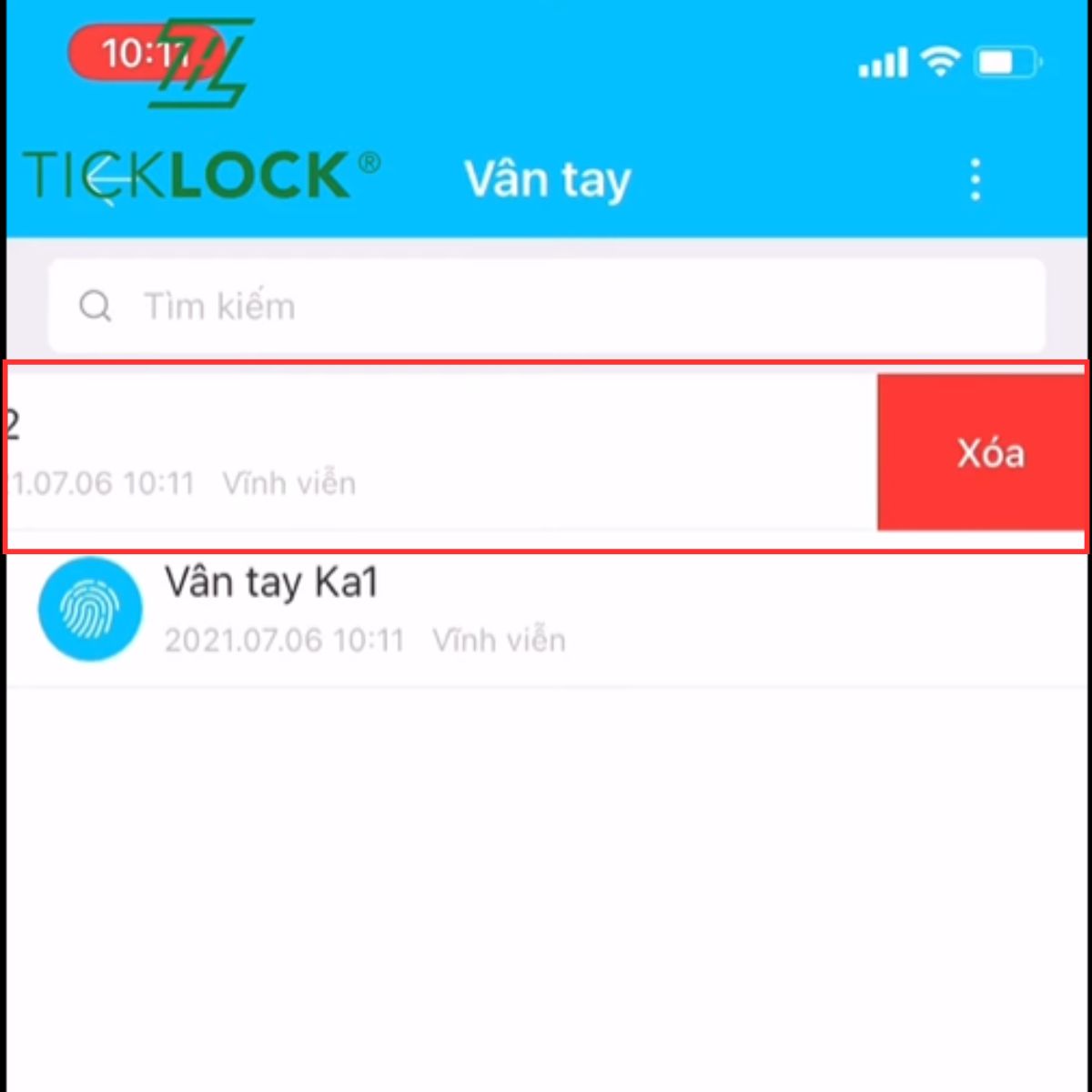 Hướng dẫn sử dụng ứng dụng TTLOCK xóa những dấu vân tay đã tạo Hướng dẫn sử dụng ứng dụng TTLOCK xóa những dấu vân tay đã tạo