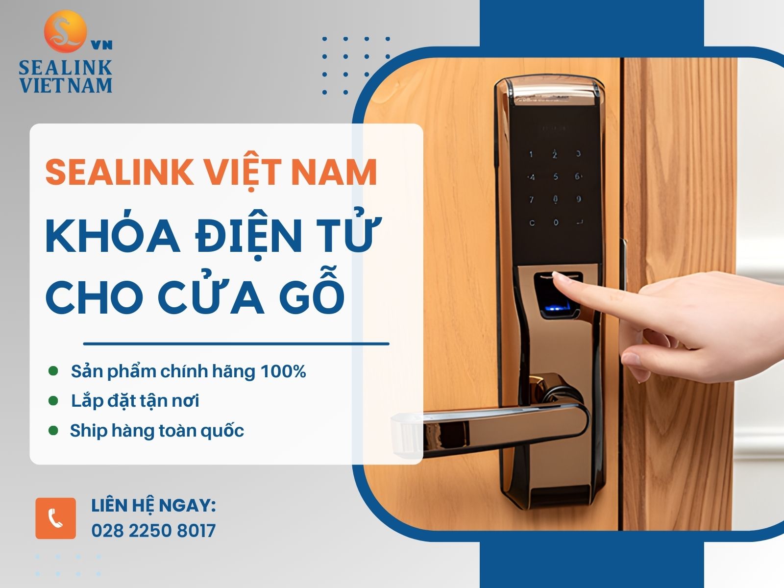 Mua khóa cửa điện tử giá tốt cho cửa gỗ tại SEALINK Việt Nam