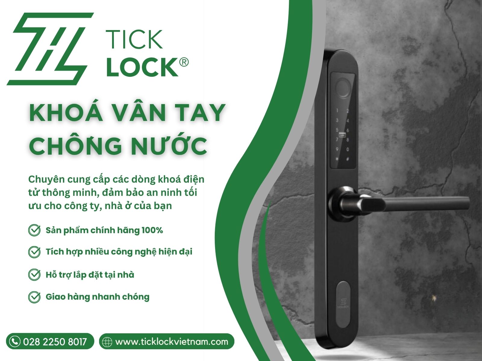 Mua khoá vân tay chống nước giá tốt tại TICKLOCK Việt Nam