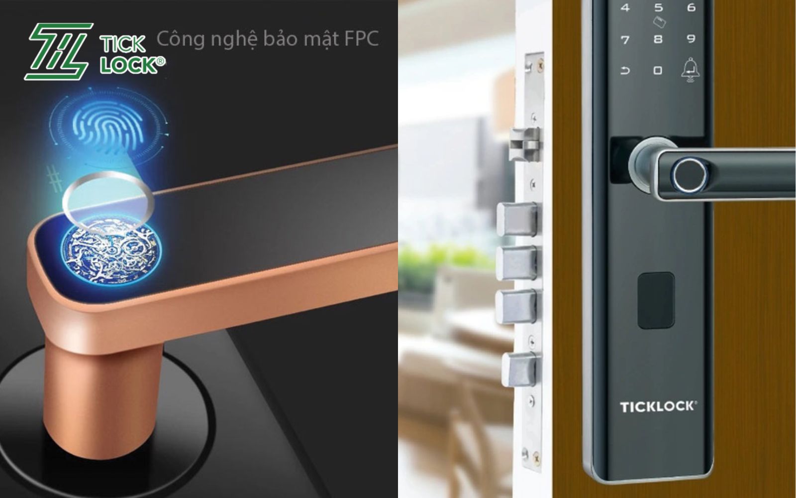 Khóa cửa điện tử vân tay có độ bảo mật cao, mở khóa nhanh chóng và tiện lợi Khóa vân tay tiện lợi
