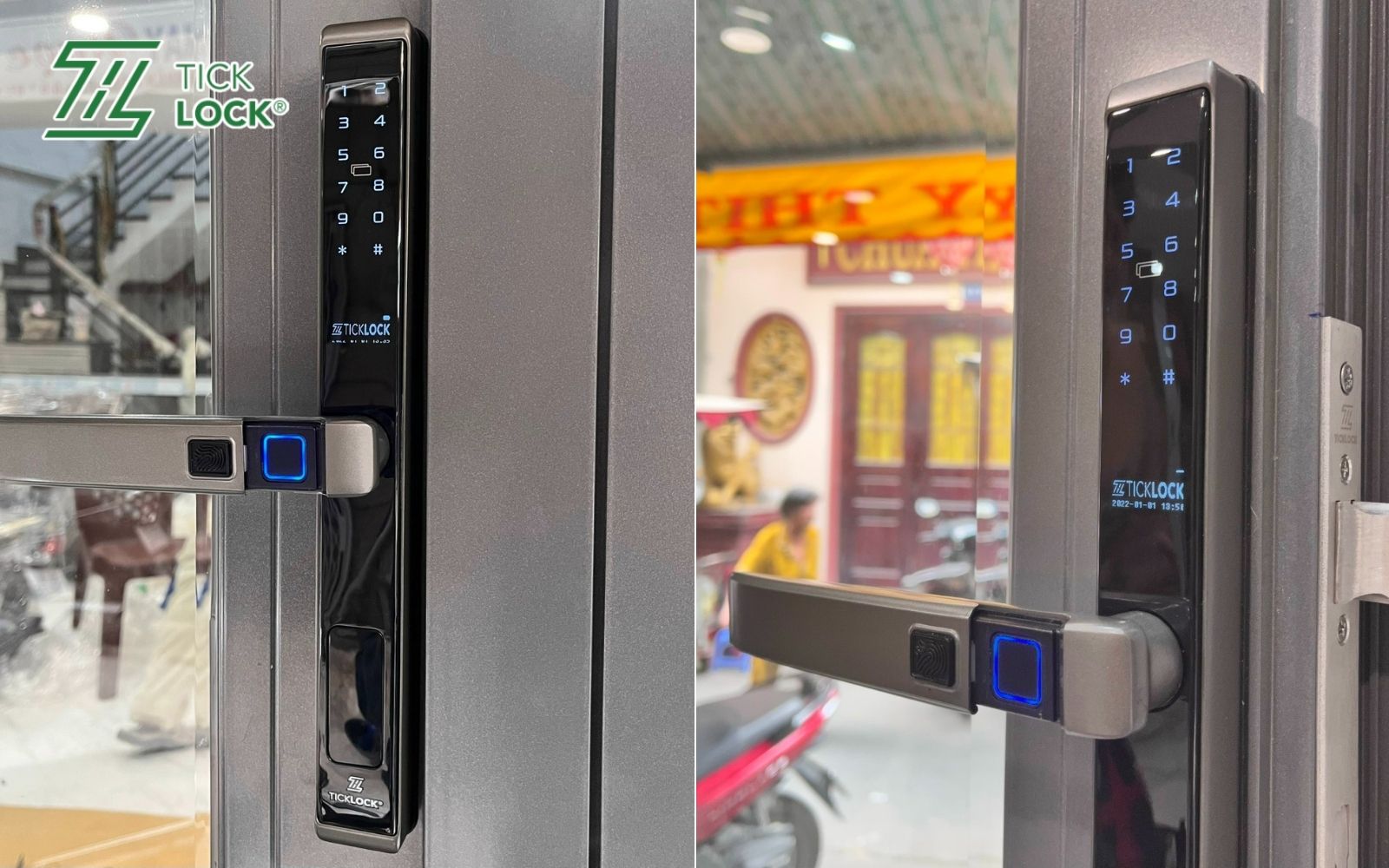 Hình ảnh thực tế dự án lắp đặt khóa điện tử thẻ từ tay gạt I939 cho nhà phố