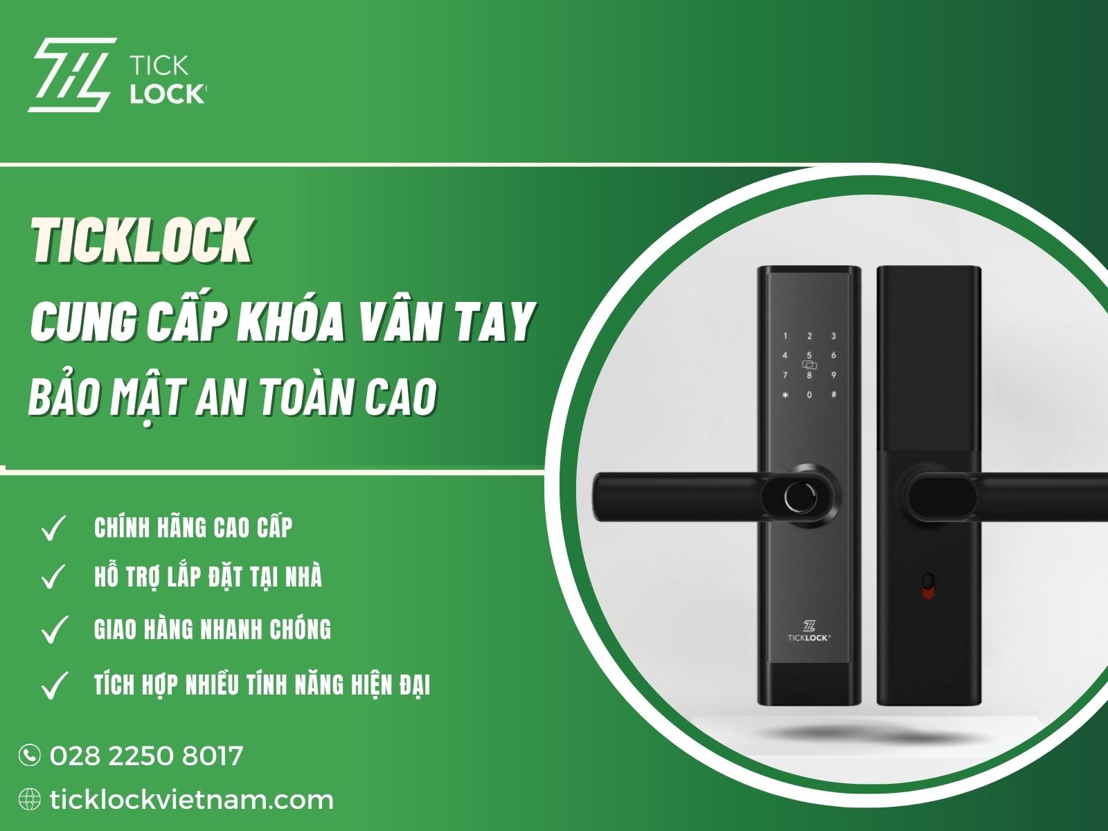 TICKLOCK bán khóa vân tay cửa nhôm cao cấp