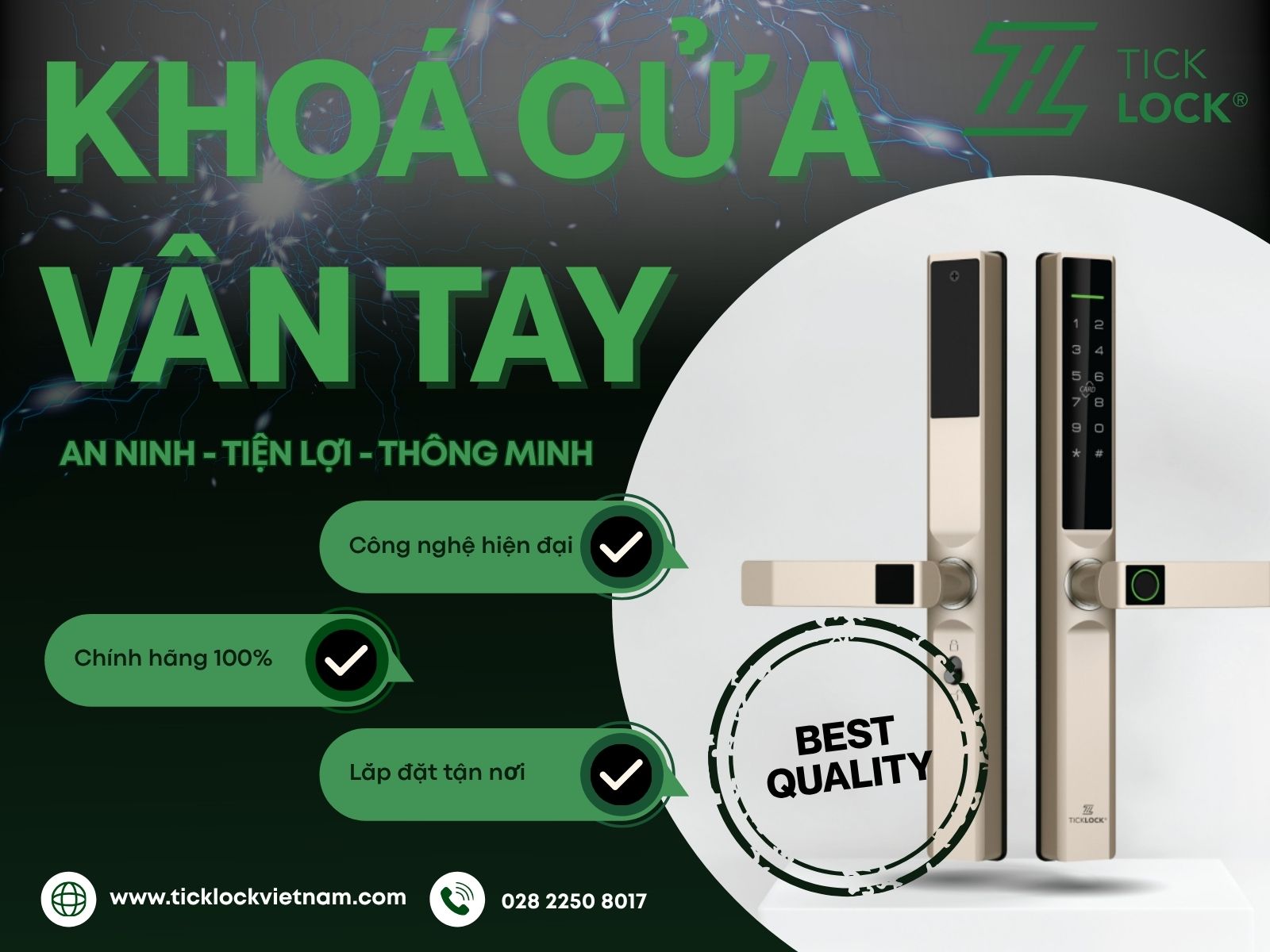 TICKLOCK Việt Nam - Đơn vị bán khóa cửa vân tay uy tín hàng đầu TICKLOCK Việt Nam là một trong những đơn vị bán khóa cửa vân tay uy tín hàng đầu