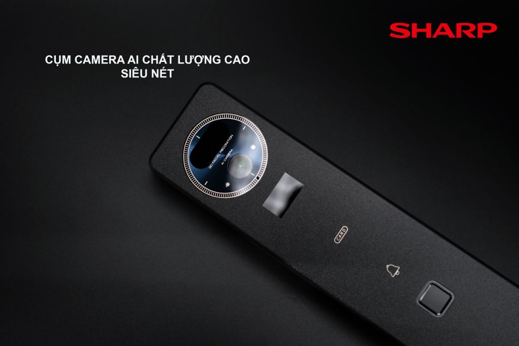 Mặt trước khóa điện tử Sharp H7-FV với cụm camrea siêu nét