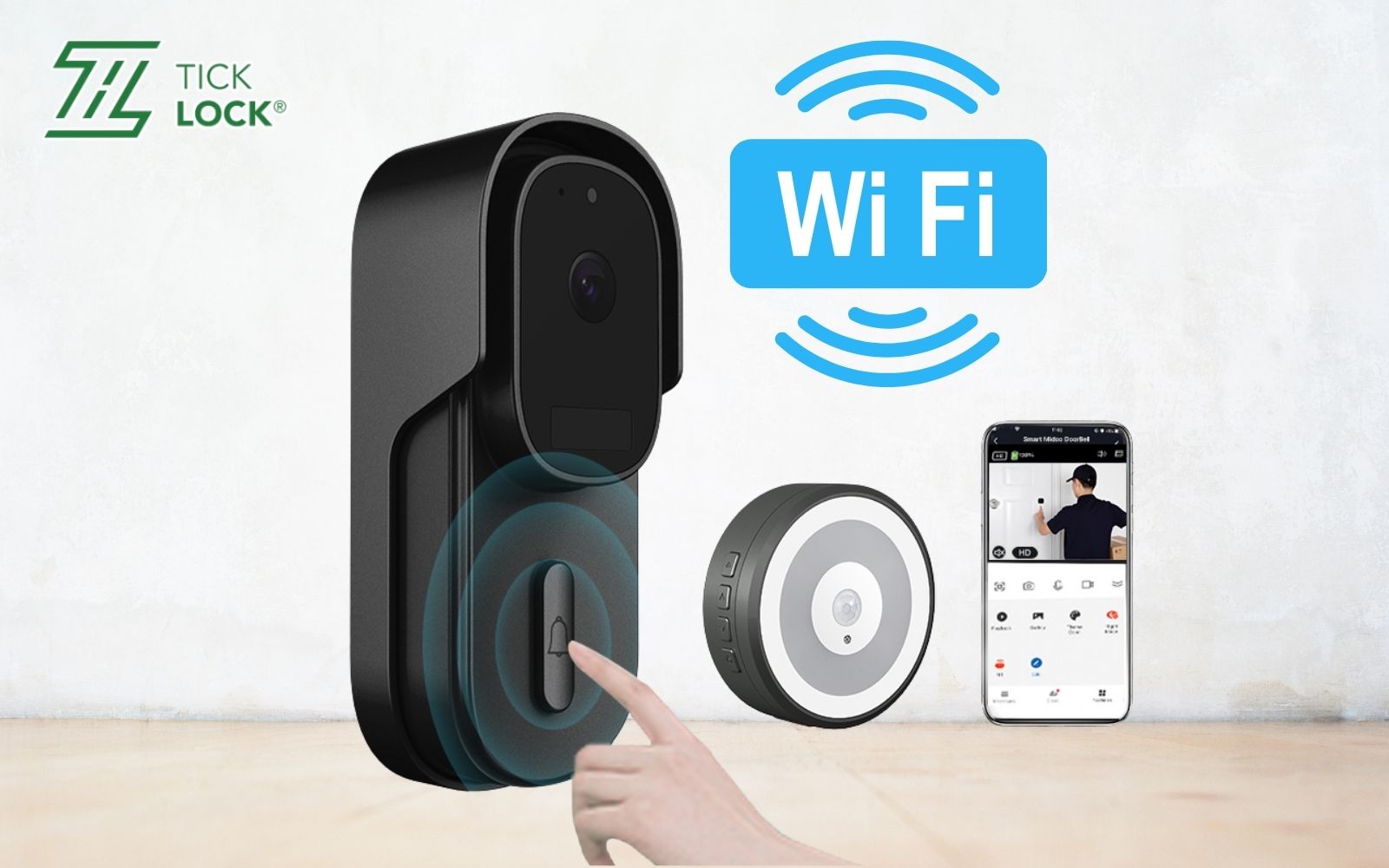 Chuông cửa thông minh kết nối điện thoại bằng sóng Wifi hỗ trợ quản lý từ xa tiện lợi Chuông cửa thông minh không dây có Wifi