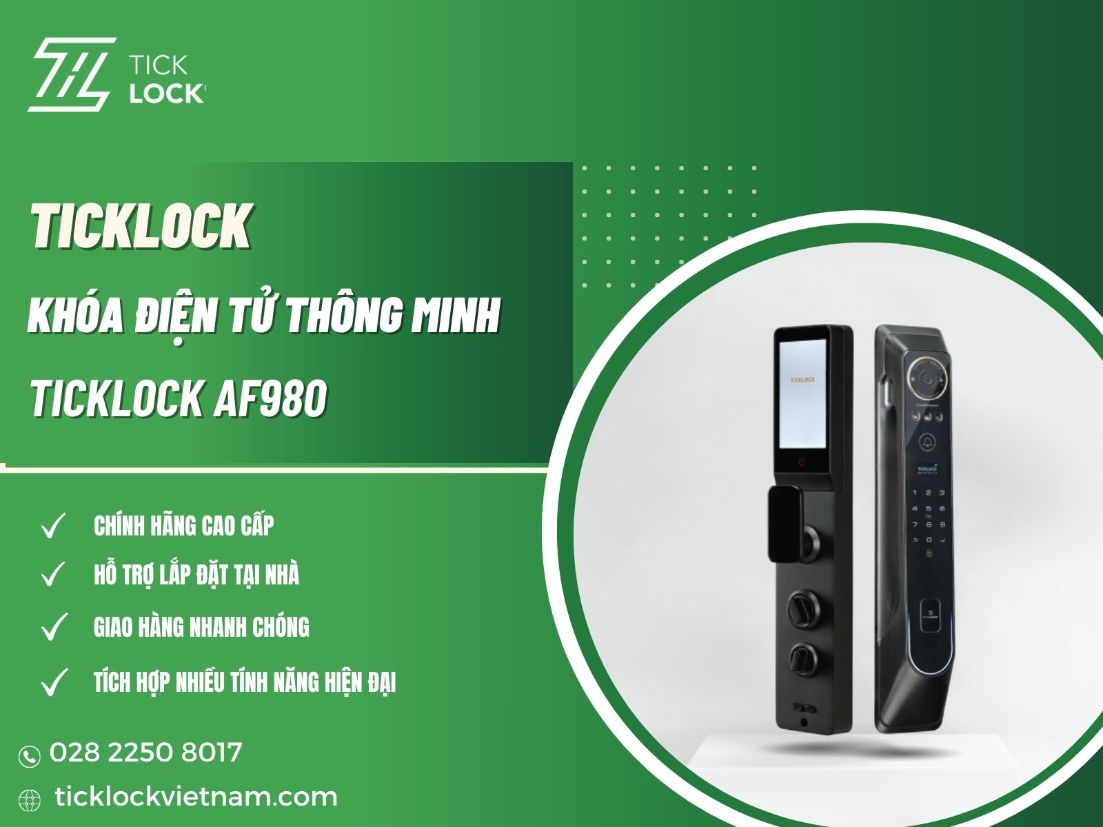 Mua khóa cửa TICKLOCK AF980 chính hãng tại TICKLOCK Việt Nam