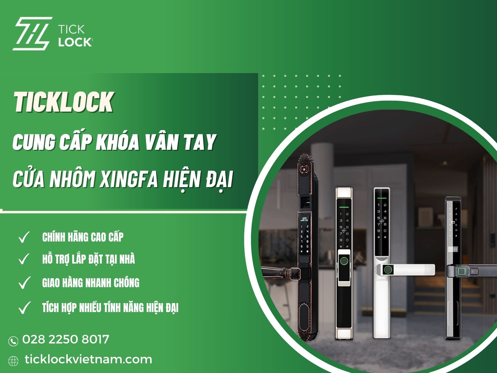 TICKLOCK - Địa chỉ mua khóa vân tay cửa nhôm uy tín