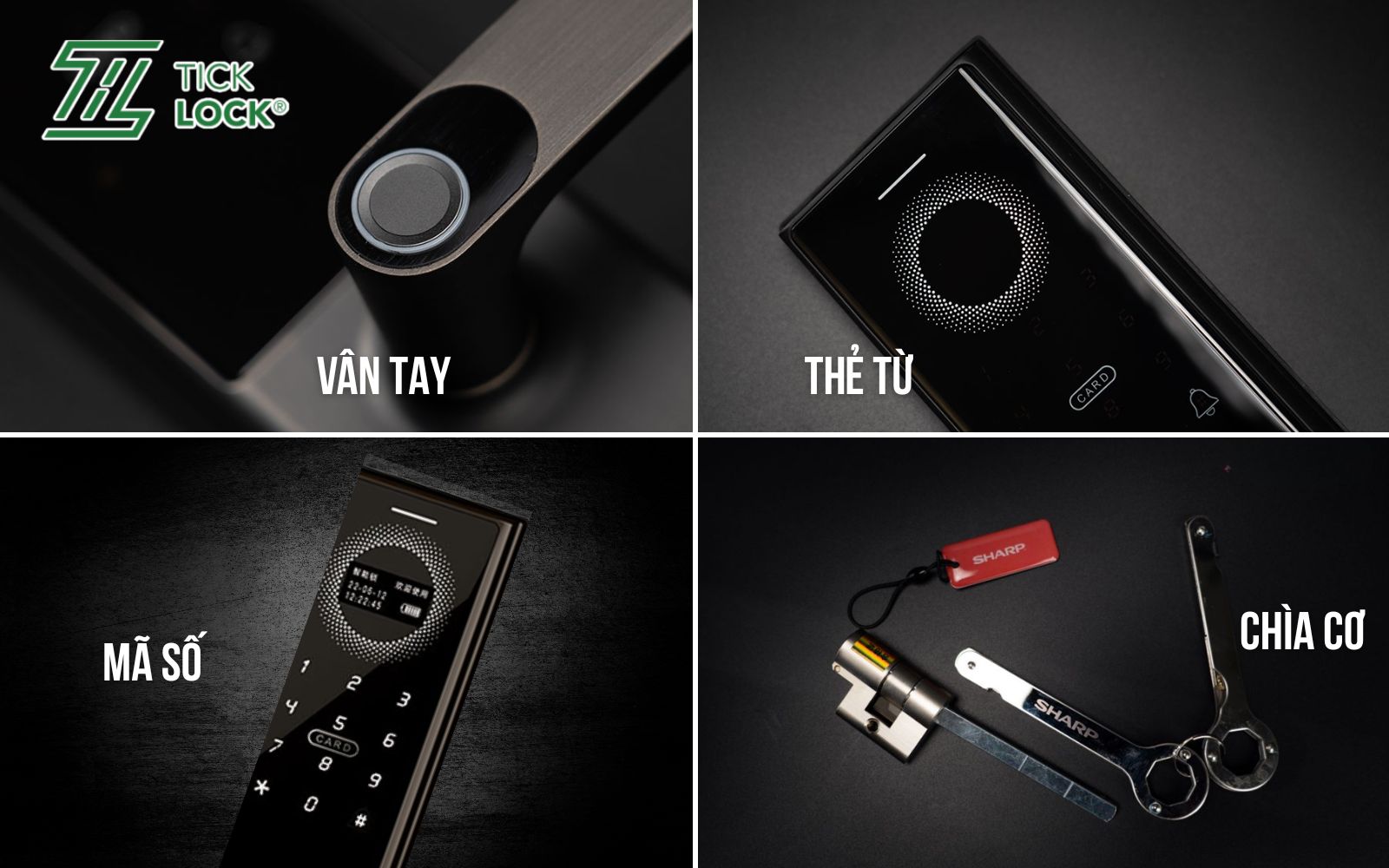 Khóa cửa thông minh Sharp đa chế độ mở khóa linh hoạt, bảo mật cao Đa dạng các phương thức mở khoá
