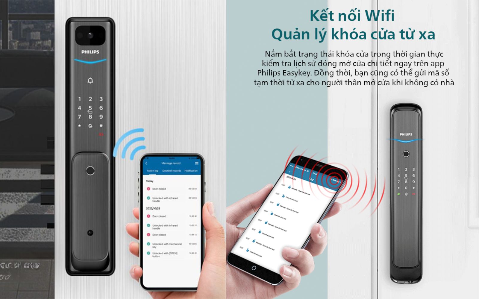 Kiểm tra lịch sử mở khóa Philips trên ứng dụng Philips Easykey