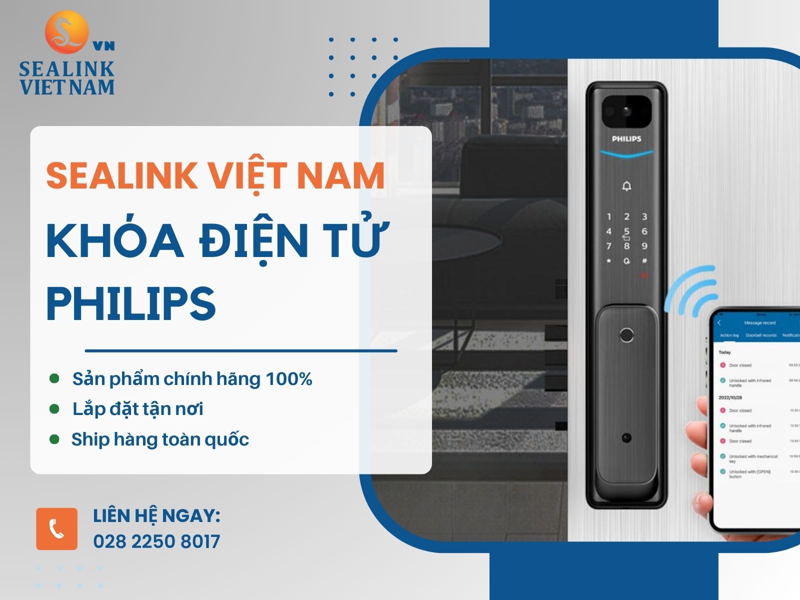SEALINK - địa chỉ mua khóa cửa Philips tích hợp Wifi/Bluetooth chính hãng