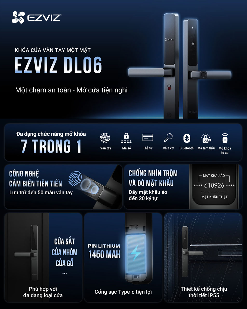 Khóa cửa vân tay Ezviz DL06