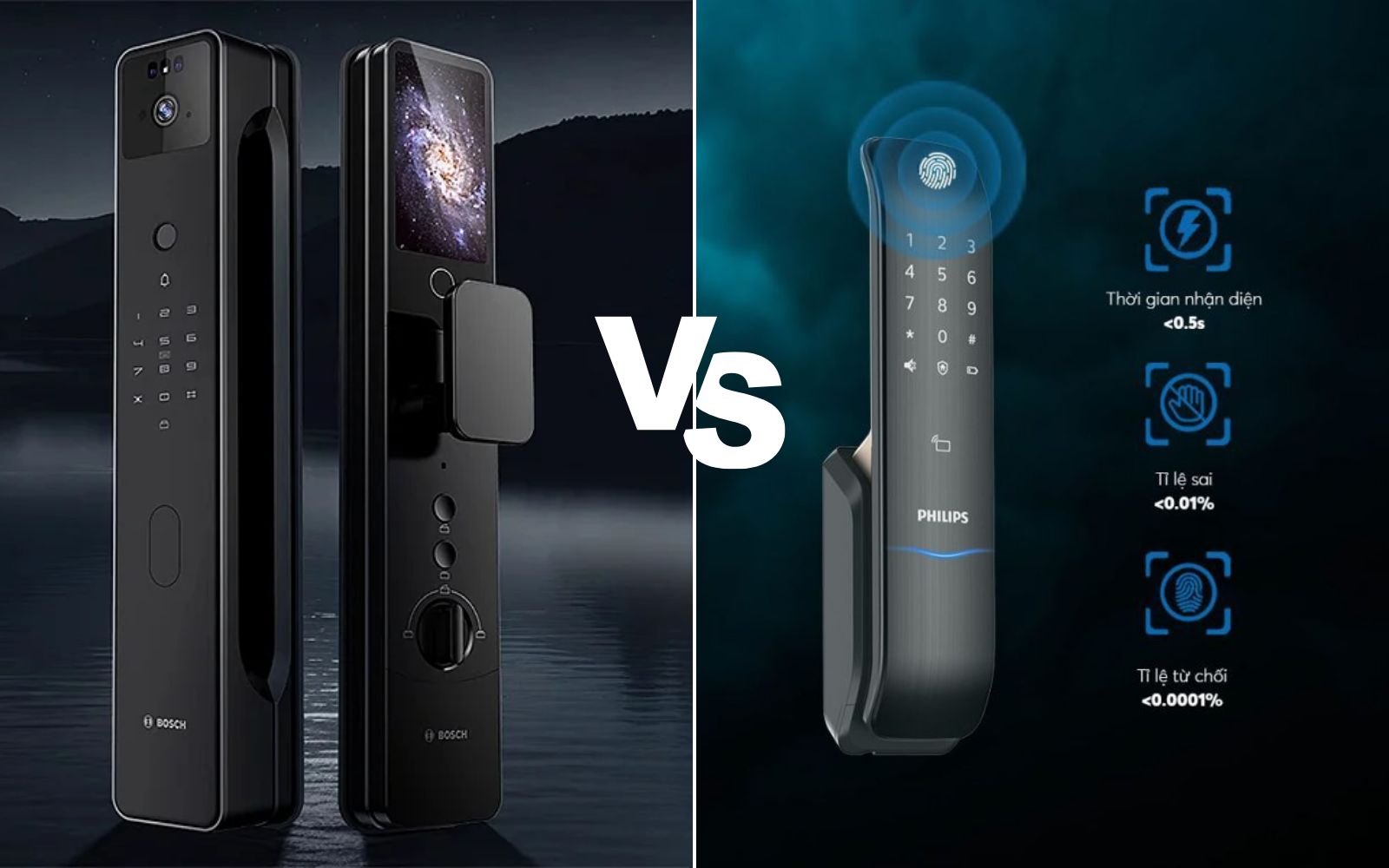 Sự khác nhau giữa khóa điện tử Philips và Bosch