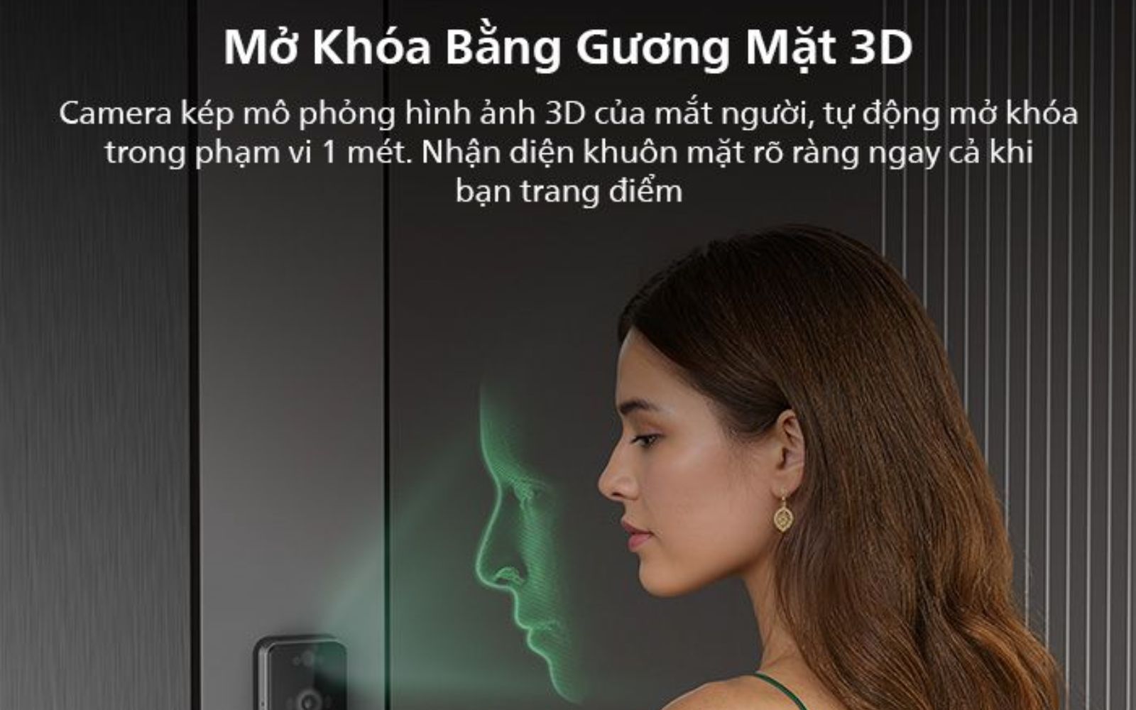 Khóa cửa điện tử Philips trang bị camera, hồng ngoại và radar nhận diện khuôn mặt 3D chính xác Khóa cửa Face ID Philips