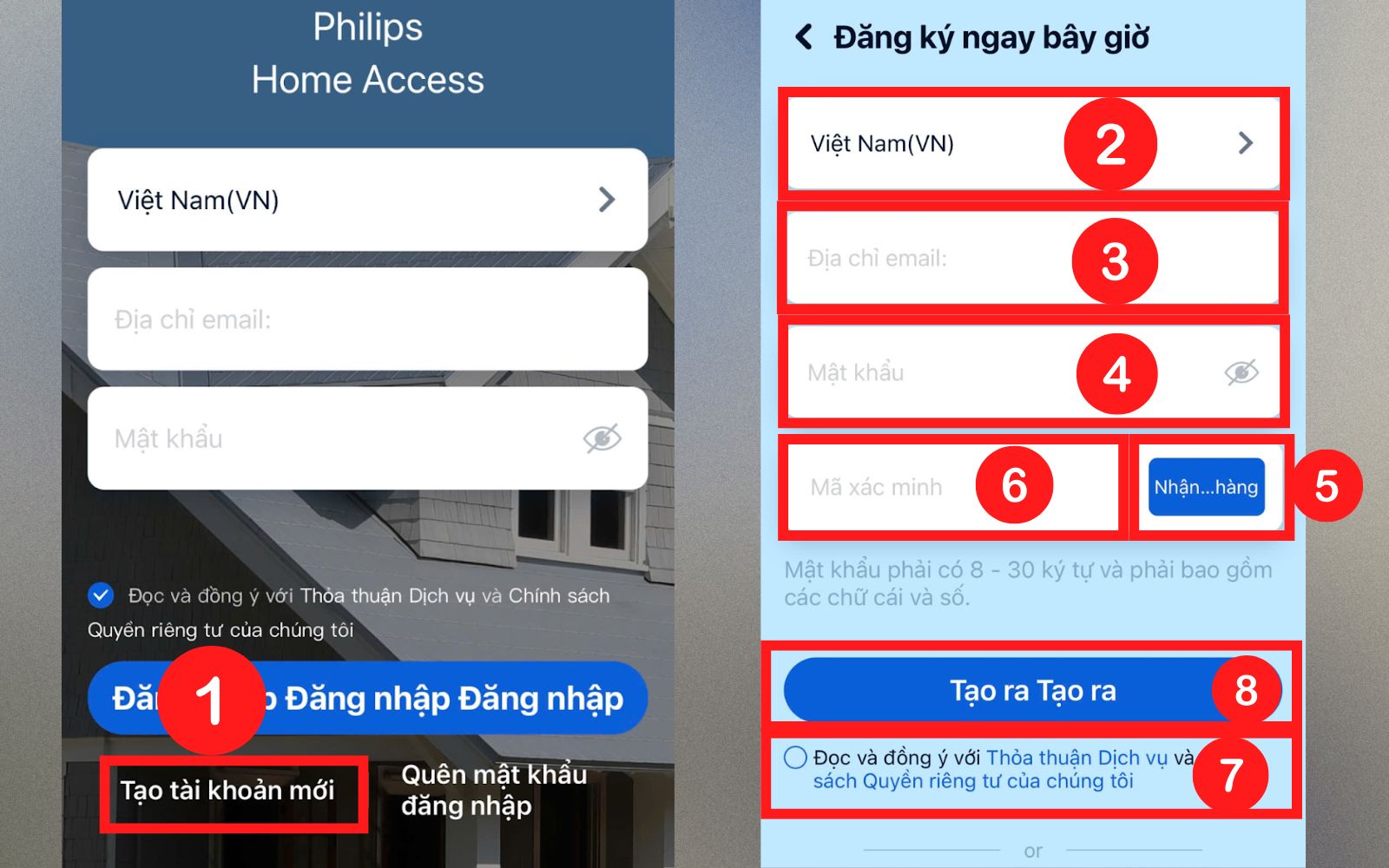 Cách đăng ký tài khoản người dùng trên app Philips Home Access
