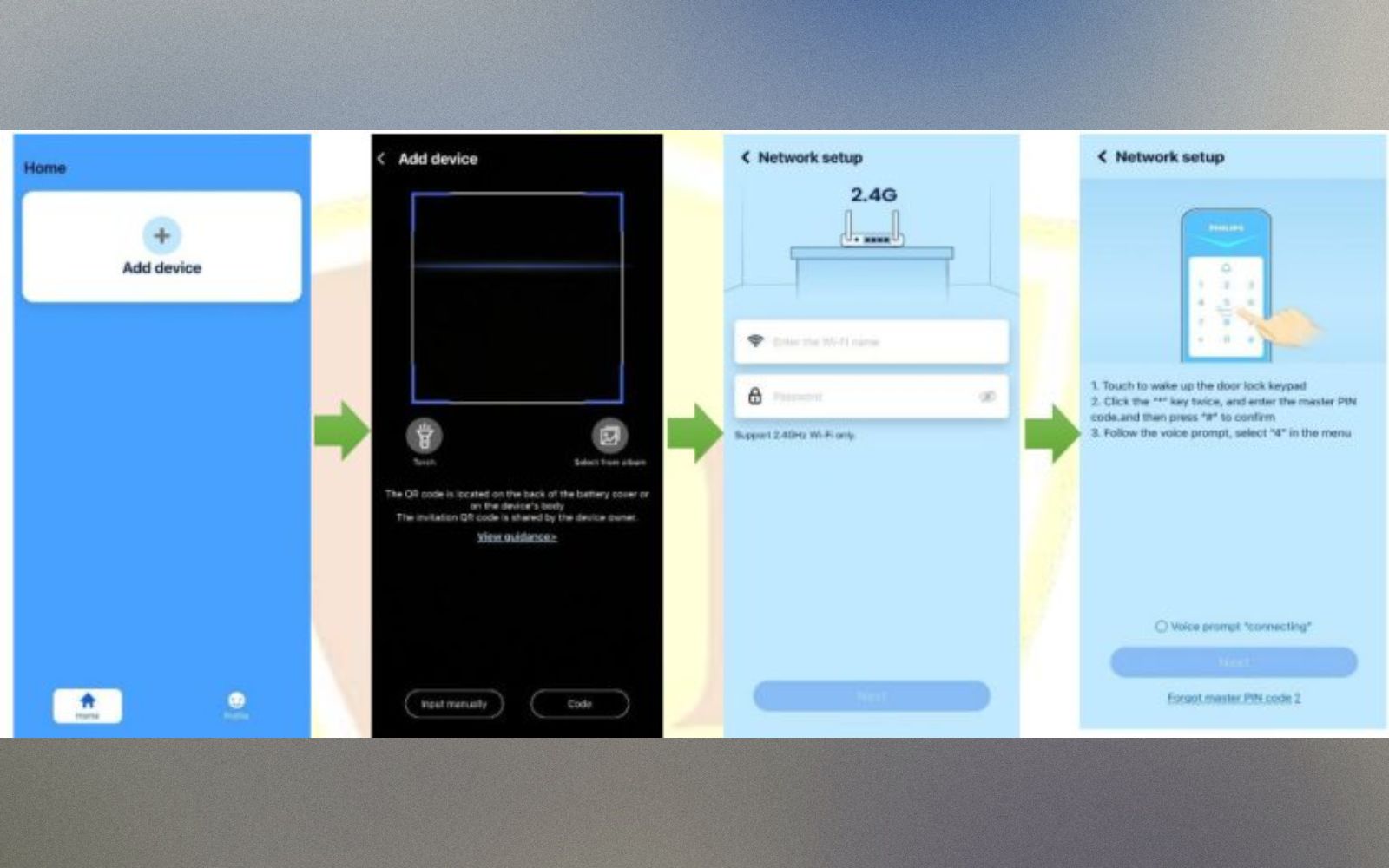 Thêm thiết bị và kết nối khóa cửa Philips với ứng dụng Philips Home Access