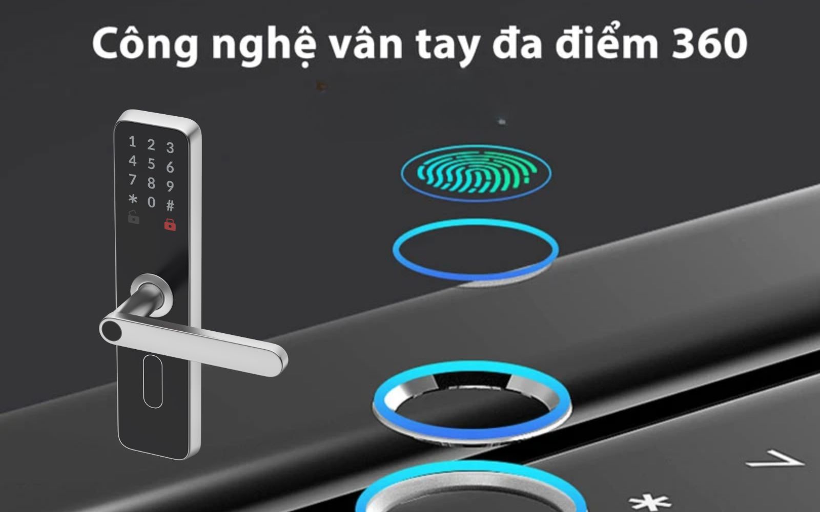 Cảm biến đa điểm mang đến nhiều cải tiến ưu việt cho khóa cửa vân tay hiện nay Ứng dụng công nghệ vân tay 360 trên khóa điện tử thông minh