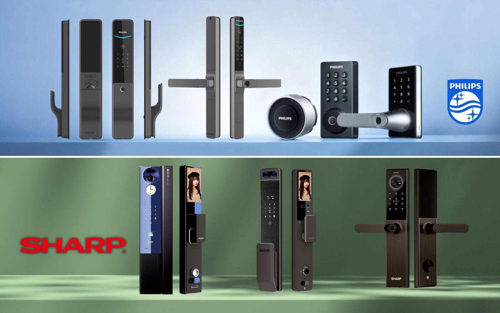 So sánh khóa vân tay Philips và Sharp về sự đa dạng trong danh mục sản phẩm Sự đa dạng sản phẩm của Philips và Sharp