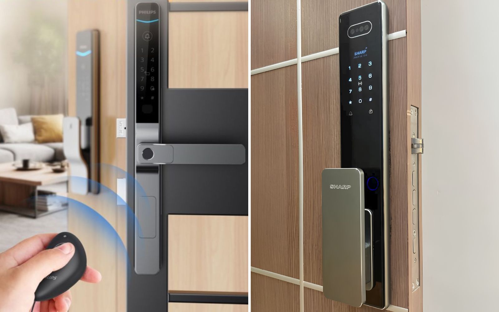 So sánh khóa thông minh Philips và Sharp về các loại cửa tương thích Sự khác nhau về loại cửa tương thích của Philips và Sharp