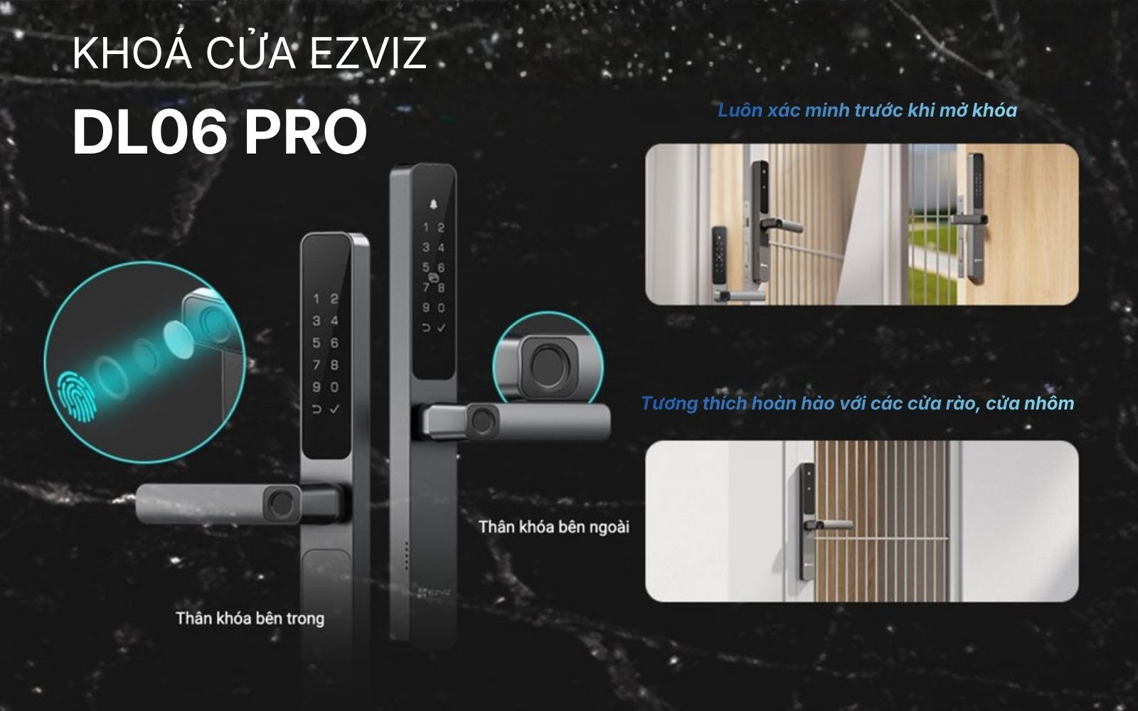 khóa cửa nhôm tay gạt cao cấp EZVIZ DL06 Pro