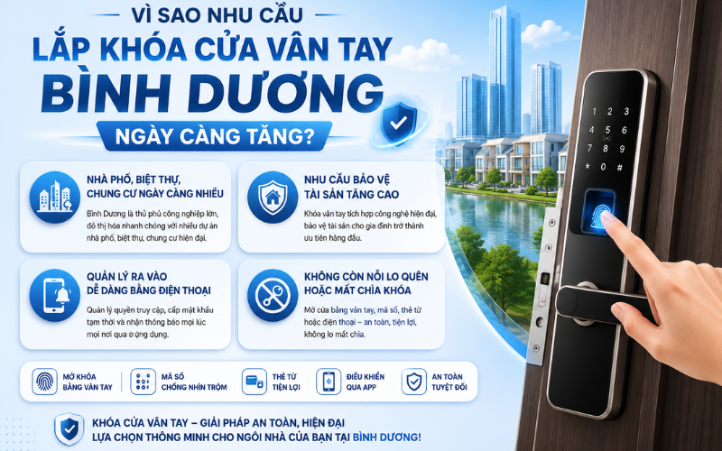 Nhu cầu lắp khóa cửa vân tay Bình Dương ngày càng tăng