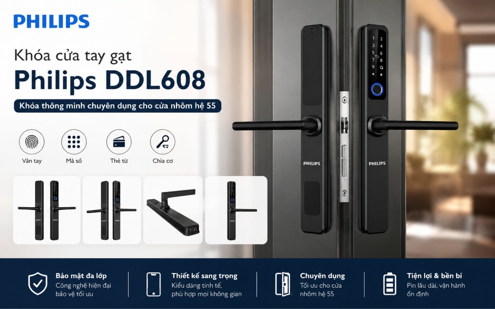 Khóa cửa vân tay Philips DDL608
