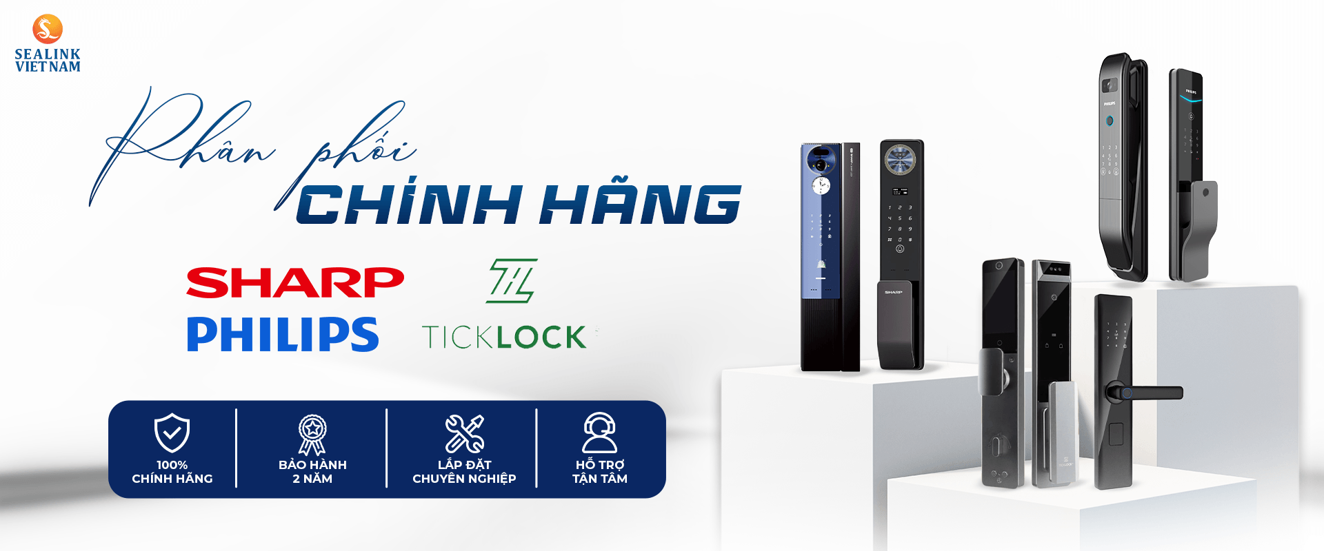 SEALINK Việt Nam phân phối chính hãng khóa cửa thông minh SHARP, PHILIPS, TICKLOCK