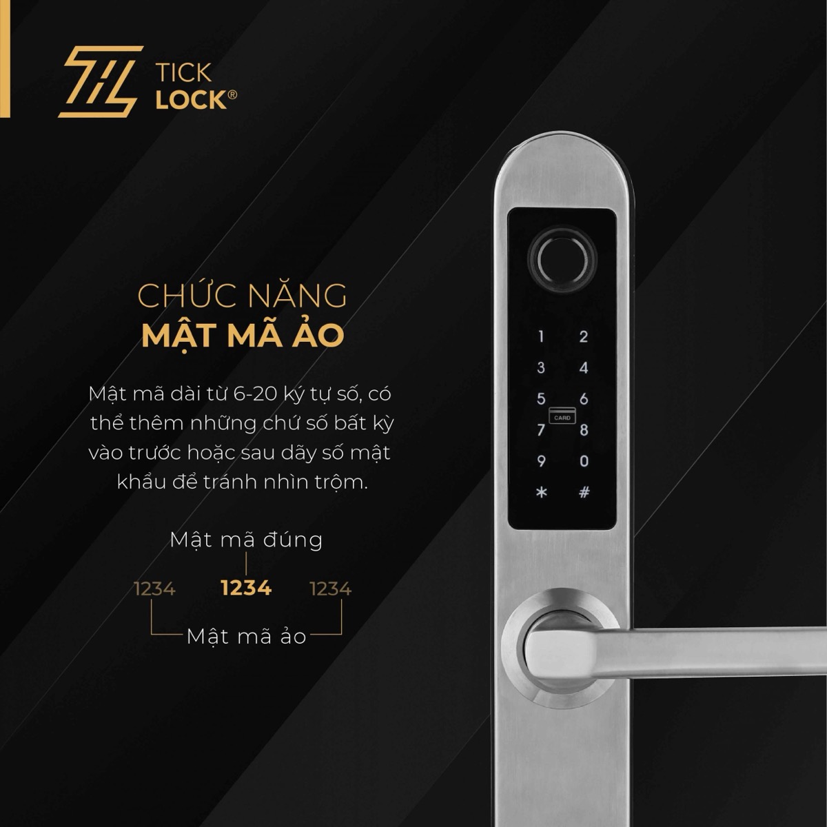 Chức năng mật mã ảo trên khóa TICKLOCK I600S chống nhìn trộm mã số
