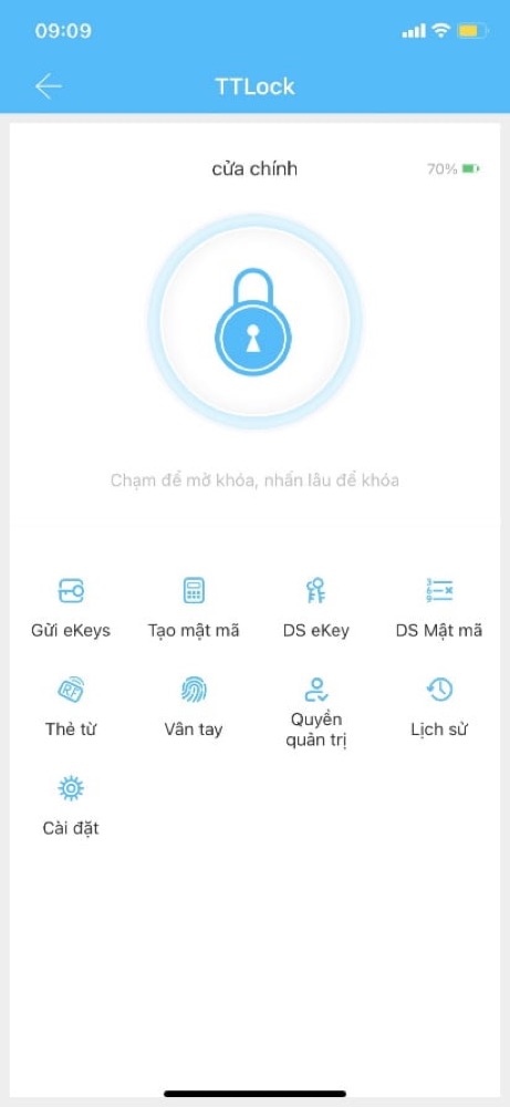 Ứng dụng TTLock quản lý quyền mở cửa của TICKLOCK AD8801
