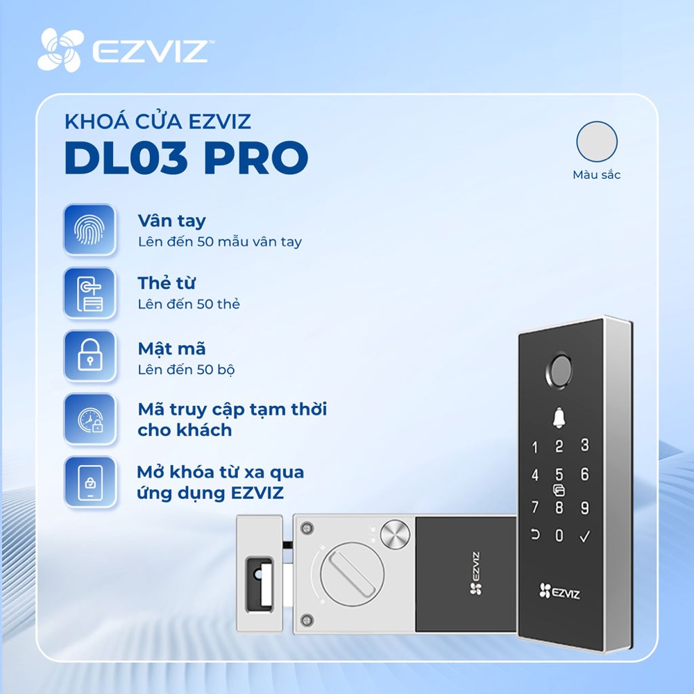 Thông số EZVIZ DL03 Pro cho cửa dày 40-100 mm