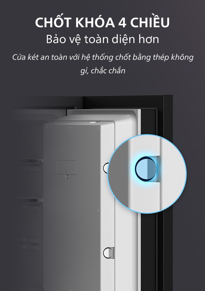 Chốt khóa thép không gỉ bốn chiều trên cánh két sắt Philips SBX501