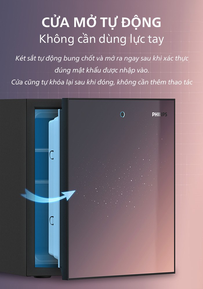 Cánh cửa tự động bật mở của két sắt chống cháy Philips SBX501