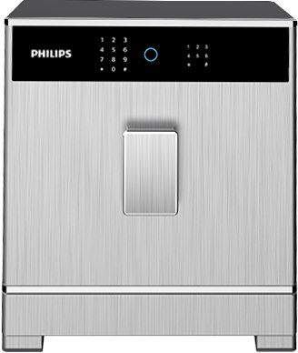Két sắt điện tử Philips SBX701 bản màu bạc nhìn từ chính diện